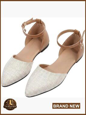 Dressy Pointed Toe Ankle Strap Flats - Comfortable Office Wedding Shoes